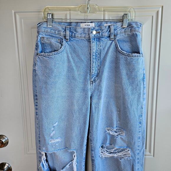 Cotton:On Loose Straight Jeans Light Wash Size 8 Boyfriend Distressed Denim - Picture 3 of 9